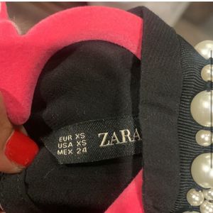 Zara Pearl Neck Flared Top