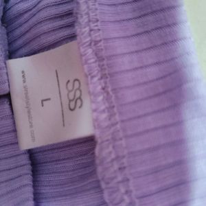 Drawstring Ribbed Lavender Top