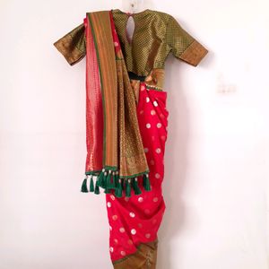 Red Ready To Wear Saree (Women's)