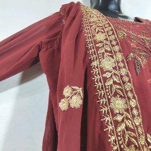 Mauve Sequence Kurti With Duppata ( Women)