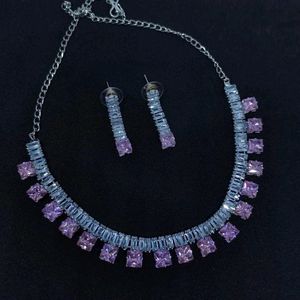 Stones Ad Diamond Necklace Set