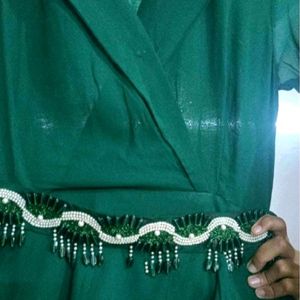 Green Peplum Dhoti Coord Set