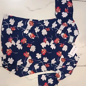 Trendy Top blue flower printed