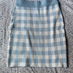 Vintage Plaid Pattern Knitted Skirt