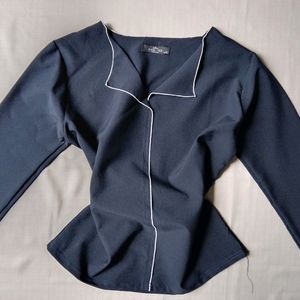 New Trendy Dark Navy Blouse With Extra Accents