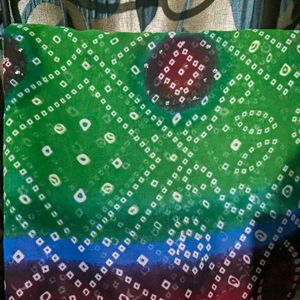 Green and Red Bandhani Saree