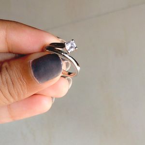 Silver Crossover Adjustable Open Ring 💙