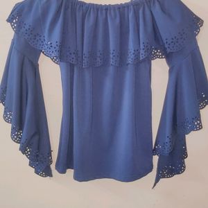 Off Shoulder Top in navy blue colour