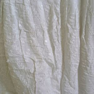 White Chikankari Dress Cum Kurta.