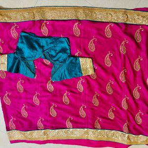 partyware worked saree with blouse