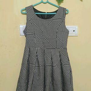 Black And White Striped Flare Dress