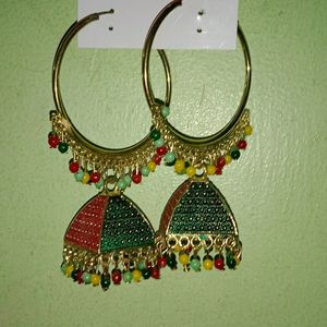 Multicolor Earring With Jhumki