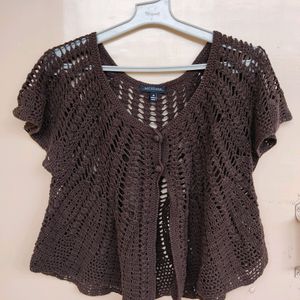 Brown Crochet Shrug