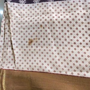 Branded Cotton Saree + Blouse ( Free)