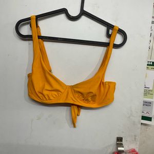 Women Yellow Moon Sculpture Bikini Top