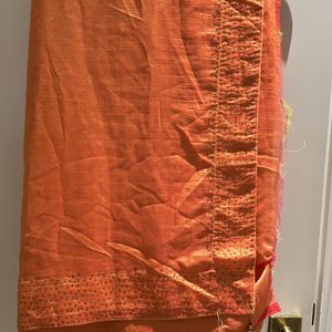 Orange Sari With Blouse Piece