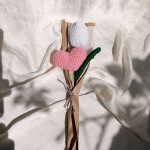 Crochet Tulip Flower Bouquet With Heart 🌷