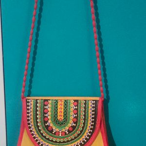 Kutchi Work Stylish Silk Sling Bag