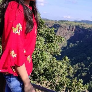 Red Offshoulder Top