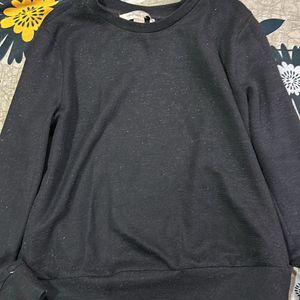 Black Colour T-Shirt, Brown Neck