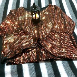 Party Wear Sequins Top Gold