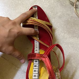 Red N Golden Ethnic Heels