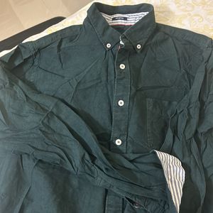 Men Dark Green slim fit casual cotton shirt