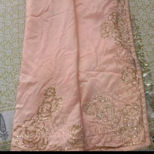 Party Wear Chinon Saree With Blouse Piece