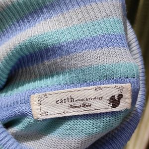 Dreamy Baby Blue Stripes Turtle Neck