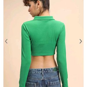 Zipper Fitted Crop Top