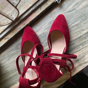 Velvet Red Maroonish Heels