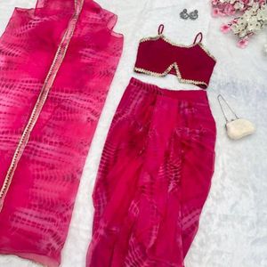 Pink Ready To Wear Saree