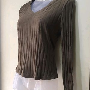 SHEIN Olive Green Ribbed Top