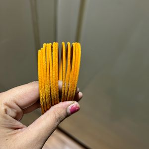 2/6 Mustard Velvet Bangles 12 Pcs