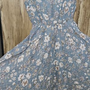 Greyish Blue Flarred Dress