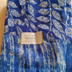 Blue And White Beautiful Saree