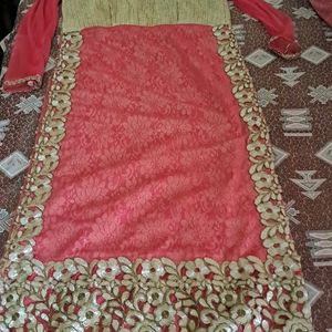 Straight Kurta Dark Pink Party Wear (NET)