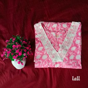 Floral Pink Short Kurti