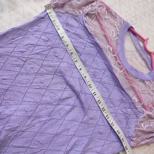 Lavender Fashion Wool Top Stretchy