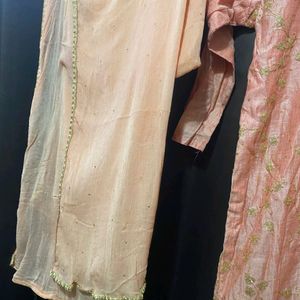 Peach Embroidery Kurta Set