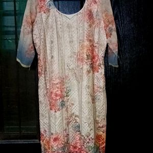 Floral Pastel Kurta Set with Embroidered Details