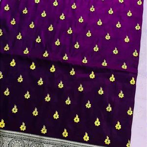 Banarasi Satin Silk Saree With Embroidery Work