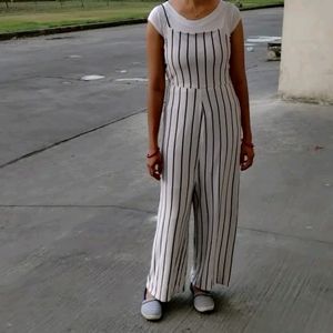 White Stripped Jumpsuit