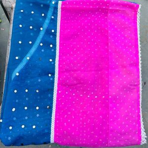 Beautiful Pink+Blue Saree For Women💕