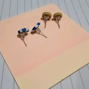 Aesthetic Brown And Blue Stud Earrings ..