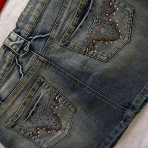 ✰Chain Accented Low Rise Y2k Denim Skirt✰