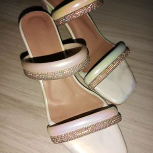 White Stone Heels For Women