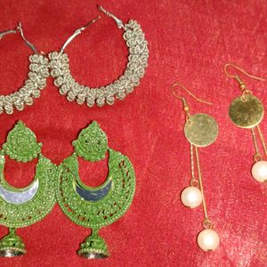 New Fashionable Jhumka And Earring Combo Of 3 Pair