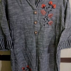 Grey Printed Kurta