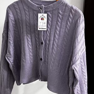 Lavender Oversized Crop Cardigan